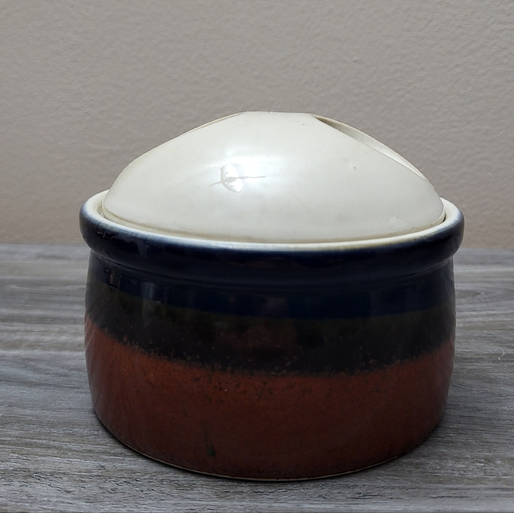 Vintage Mikasa Fire Song Stoneware Sugar Bowl With Lid 1970s